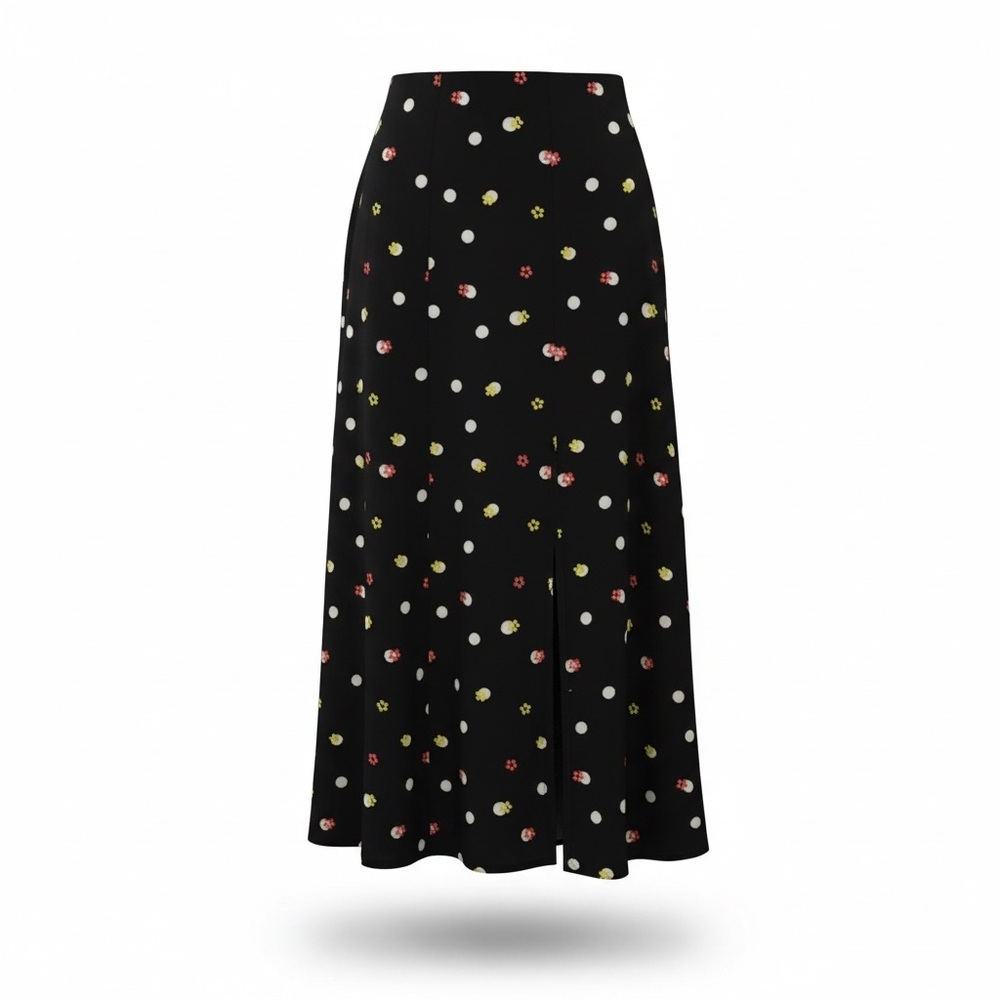 Elegant Black A-Line Skirt with Floral Accents
